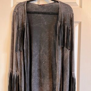 NWT Large T Party black fringe cardigan